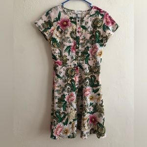 LOFT Pink Floral MIDI Dress